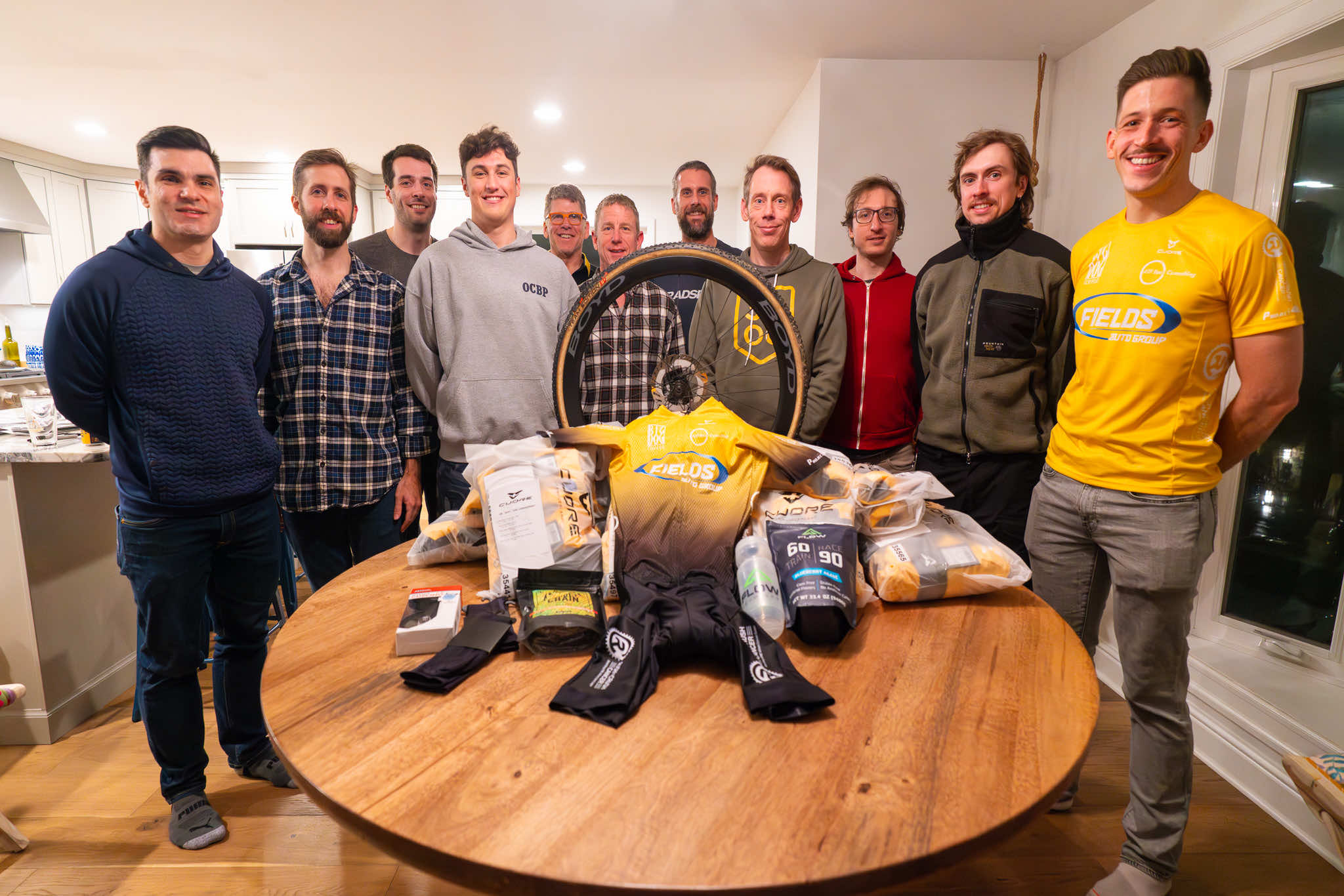 Small team photo around a table